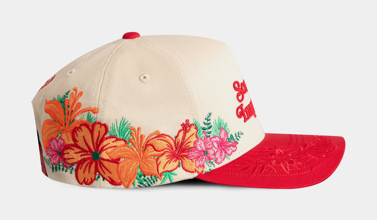 Exclusive Sorry Not Impressed Snapback Mens Hat (Beige/Red) — OS — Side View