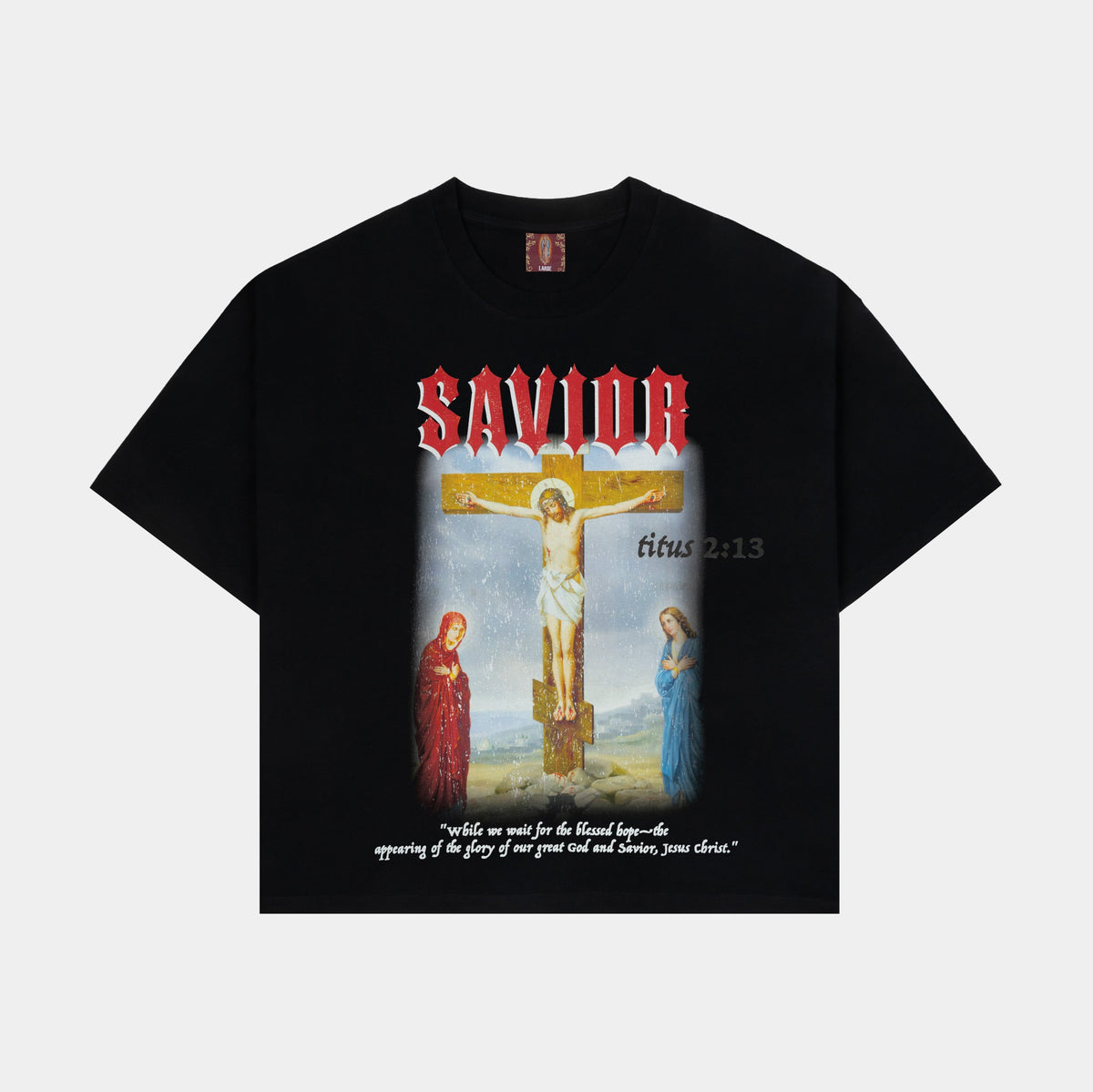 Exclusive The Savior Mens Short Sleeve Shirt (Black/Red) — XS — Front View