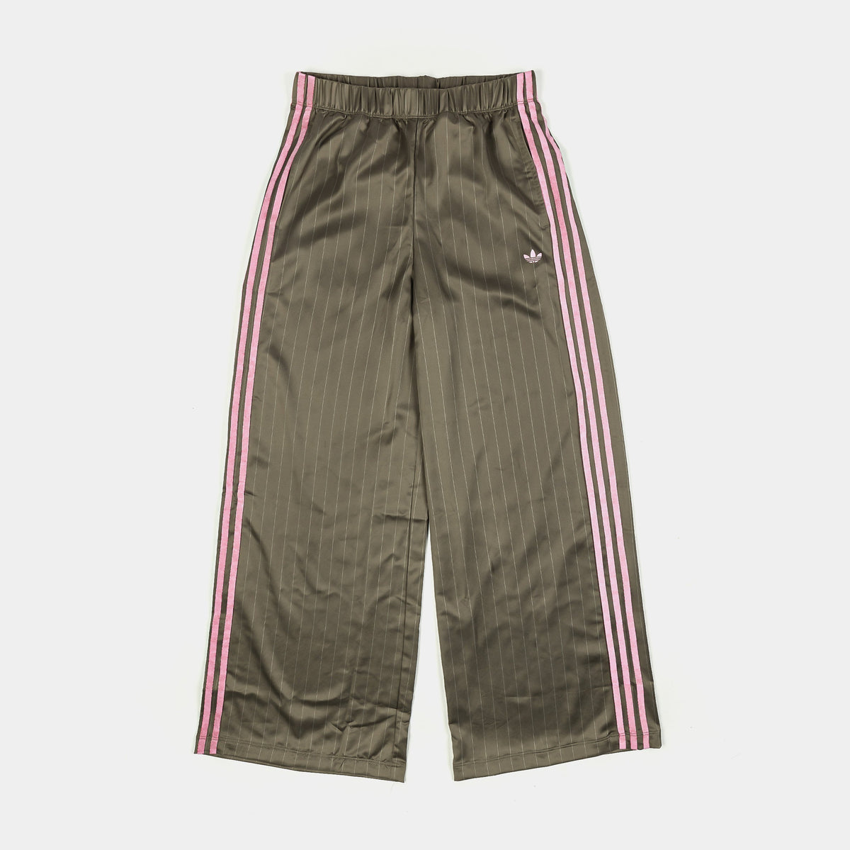 Exclusive Soccer Summer Satin Womens Pants (Olive/Pink) — XS — Front View