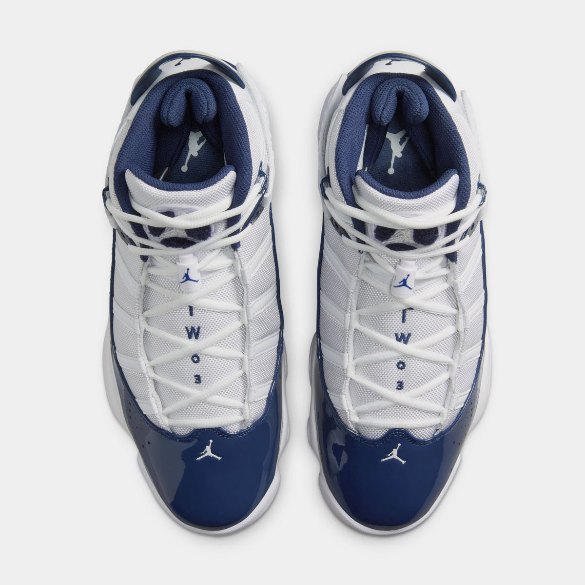 Exclusive 6 Rings Mens Basketball Shoes (White/Neutral Grey/Midnight Navy) — 8 — Side View
