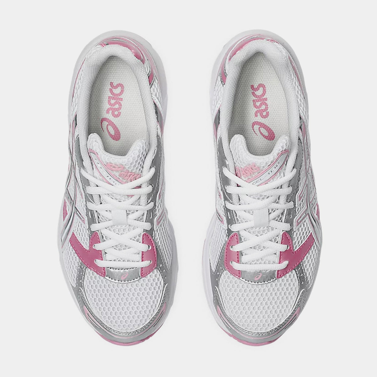 Exclusive Gel 1130 Womens Running Shoes (White/Pure Silver/Pink) — 5 — Side View