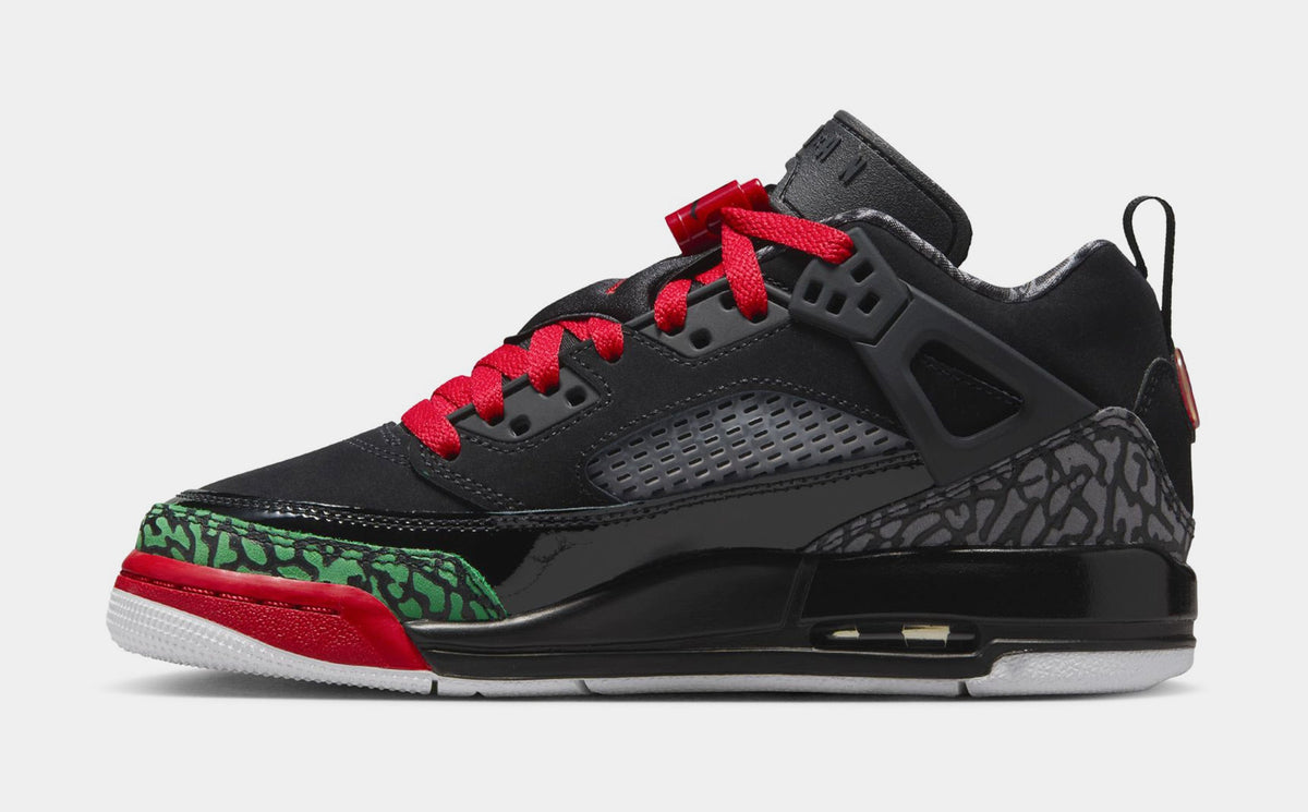 Exclusive Spizike Low Grade School Lifestyle Shoes (Black/Classic Green/White/Varsity Red) — 3.5Y — Back View