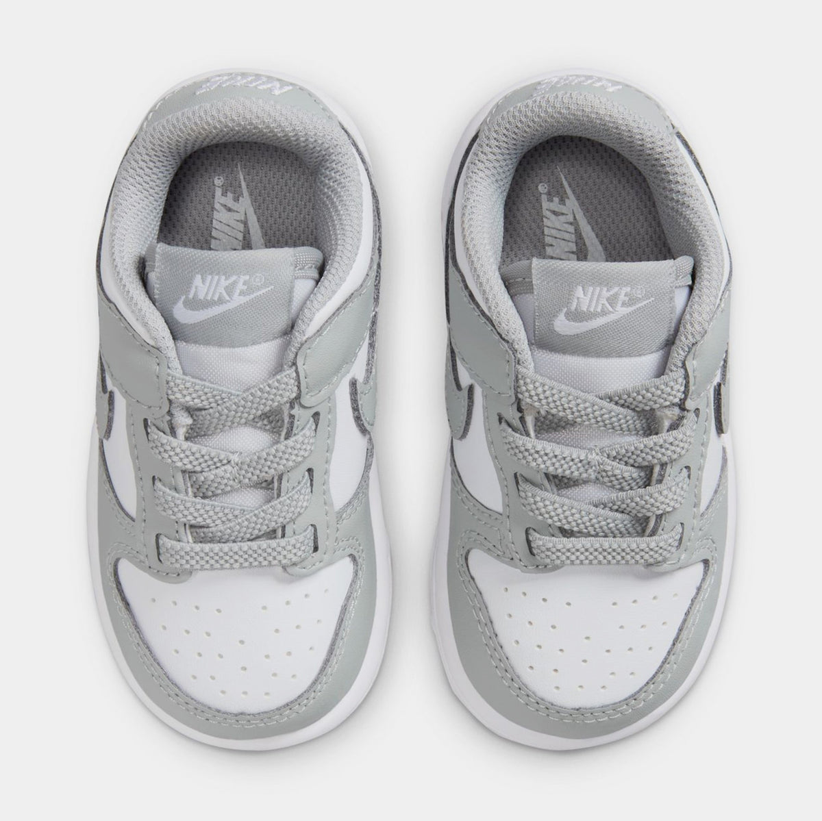 Exclusive Dunk Low Infant Toddler Lifestyle Shoes (White/White/Light Smoke Grey) — 2C — Side View