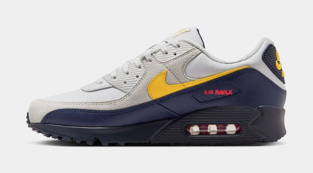 Exclusive Air Max 90 Mens Running Shoes (Neutral Grey/Tour Yellow/Obsidian) Final Sale — 6 — Back View