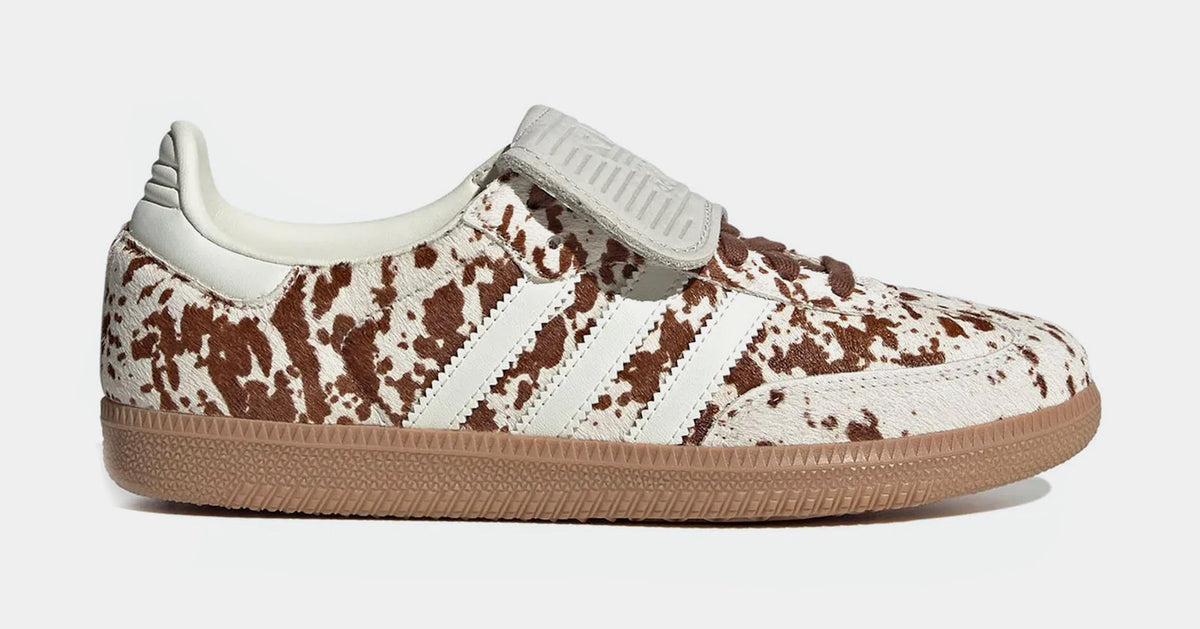 Exclusive Samba LT Cow Print Womens Lifestyle Shoes (Off White/Lucid Pink/Gum Four) — 5 — Front View