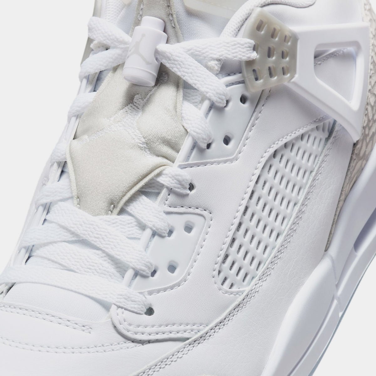 Exclusive Spizike Low Mens Basketball Shoes (White/Metallic Silver/Barely Blue/Neutral Grey) — 8 — Detail View