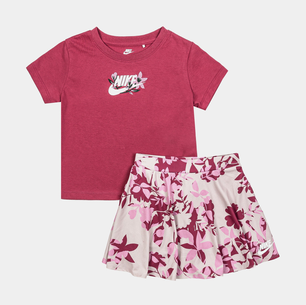 Exclusive Club Tee And Printed Scooter 2 Piece Infant Toddler Set (Pink/White) — 2T — Front View