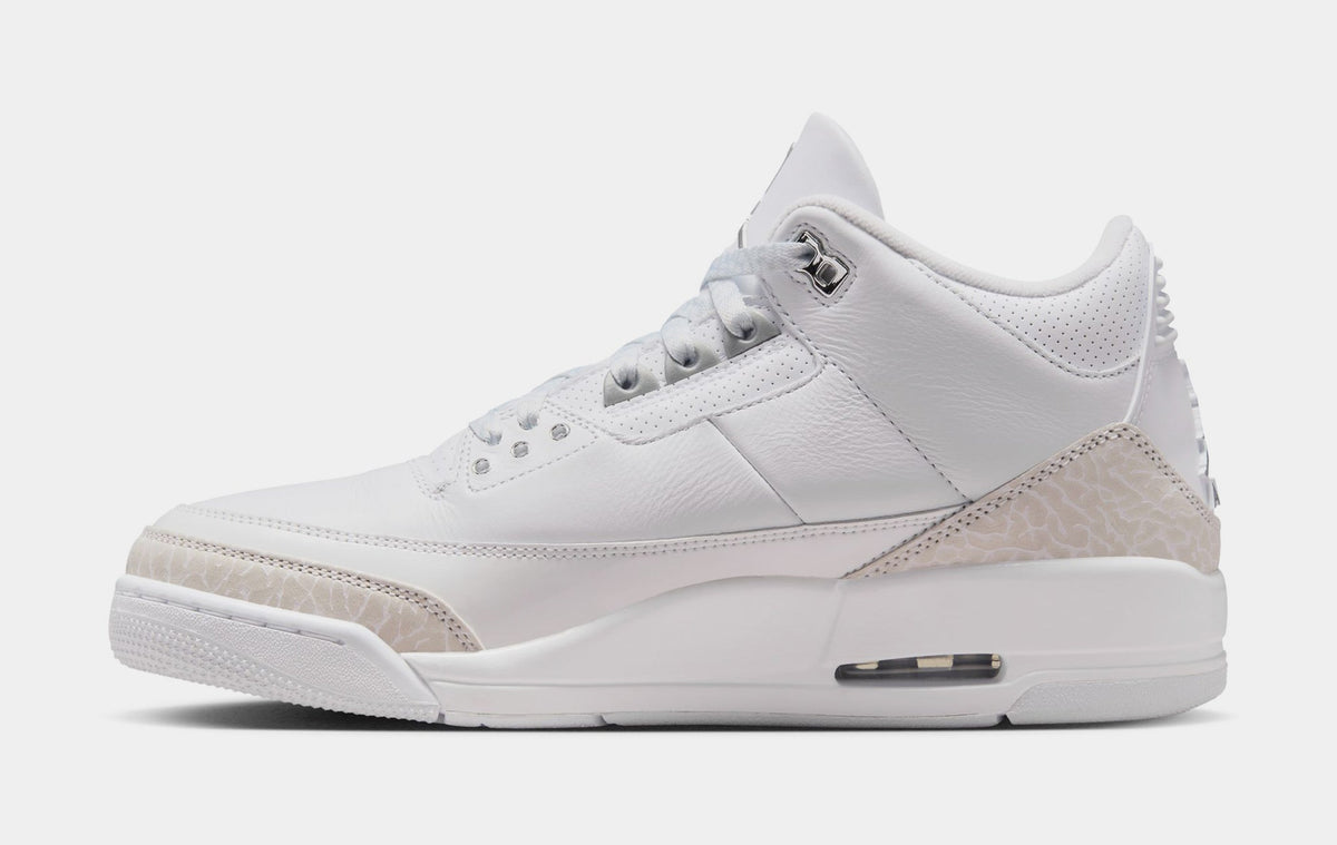 Exclusive Air Jordan 3 Retro White And Silver Mens Lifestyle Shoes (White/Metallic Silver) Free Shipping — 7 — Back View