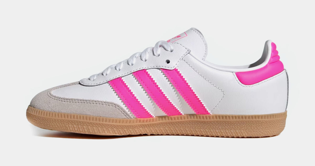 Exclusive Samba OG Grade School Lifestyle Shoes (Cloud White/Lucid Pink/Gum) — 3.5Y — Back View