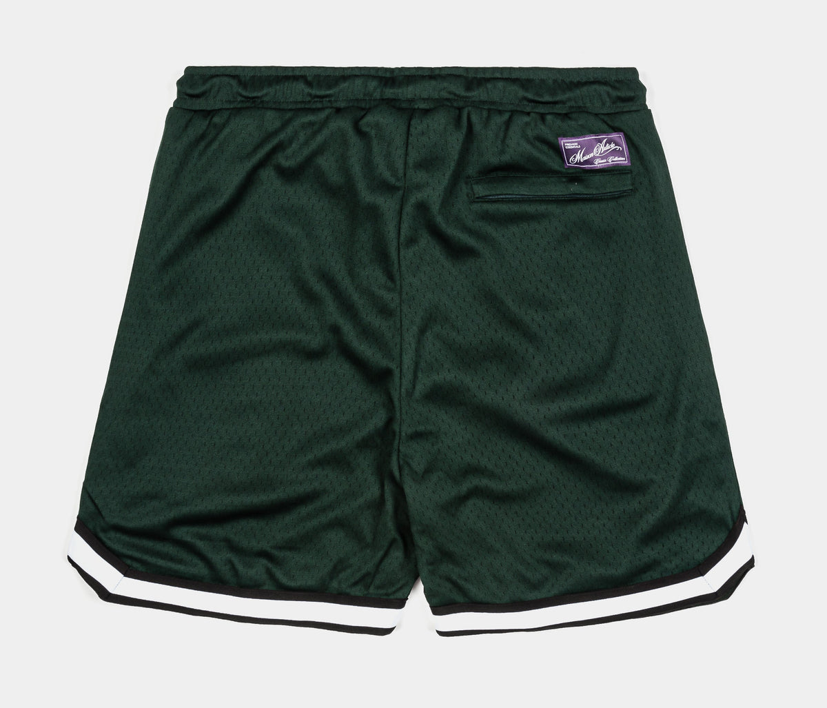 Exclusive Basketball Stripe Mesh Mens Shorts (Green/Black) — S — Side View