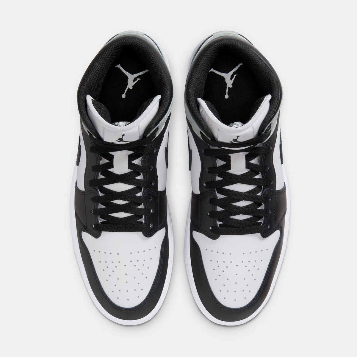 Exclusive Air Jordan 1 Mid Mens Lifestyle Shoes (White/Light Smoke Grey/Black) — 7 — Side View