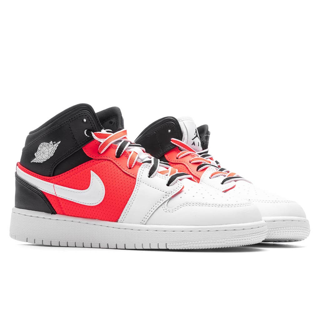 Jordan 1 Mid SE (GS) Grade School Basketball Sneakers – Black/White/Infrared – FB4417-016