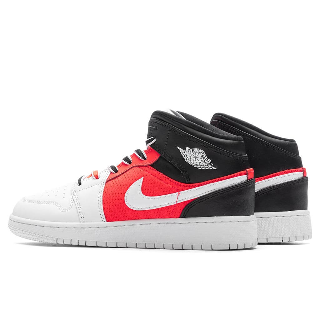 Jordan 1 Mid SE (GS) Grade School Basketball Sneakers – Black/White/Infrared – FB4417-016