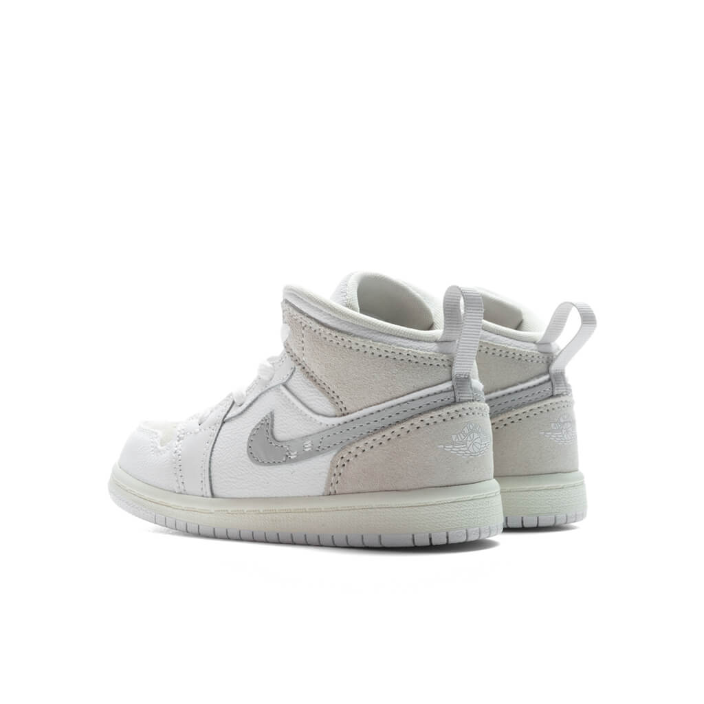 Jordan 1 Mid SE (TD) Toddler Basketball Sneakers – White/Light Orewood Brown/Tech Grey – FB9140-120