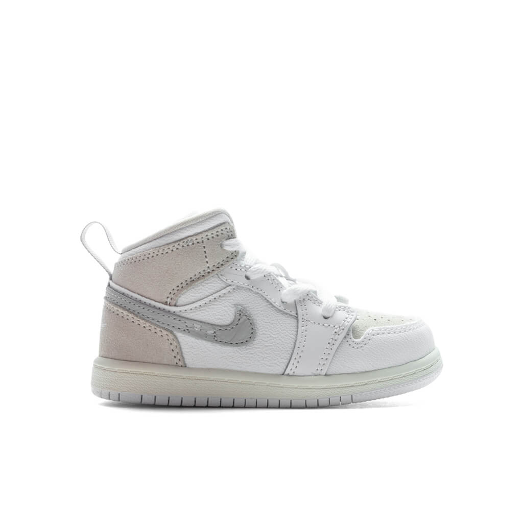 Jordan 1 Mid SE (TD) Toddler Basketball Sneakers – White/Light Orewood Brown/Tech Grey – FB9140-120