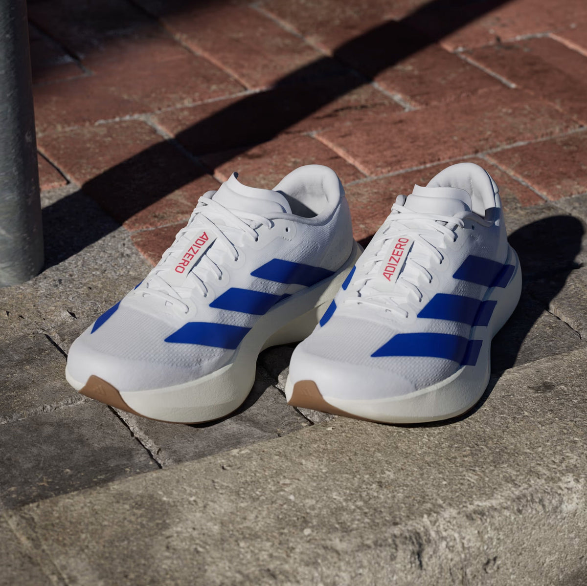 Exclusive Adizero Evo SL Mens Running Shoes (White/Blue) — 6.5 — Back View