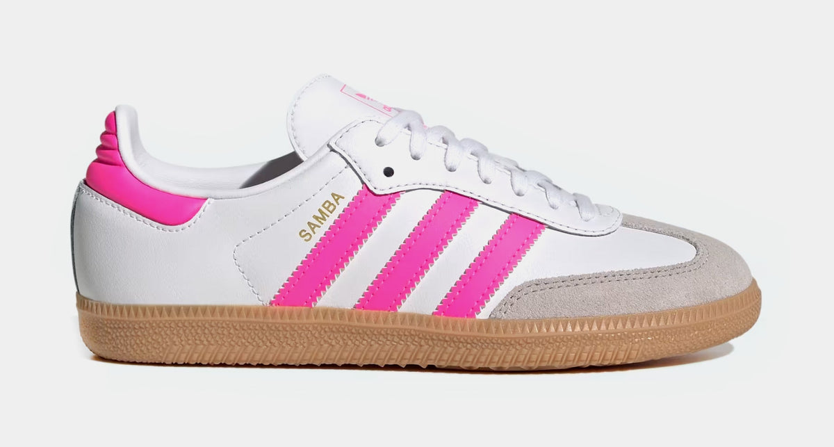 Exclusive Samba OG Grade School Lifestyle Shoes (Cloud White/Lucid Pink/Gum) — 3.5Y — Front View