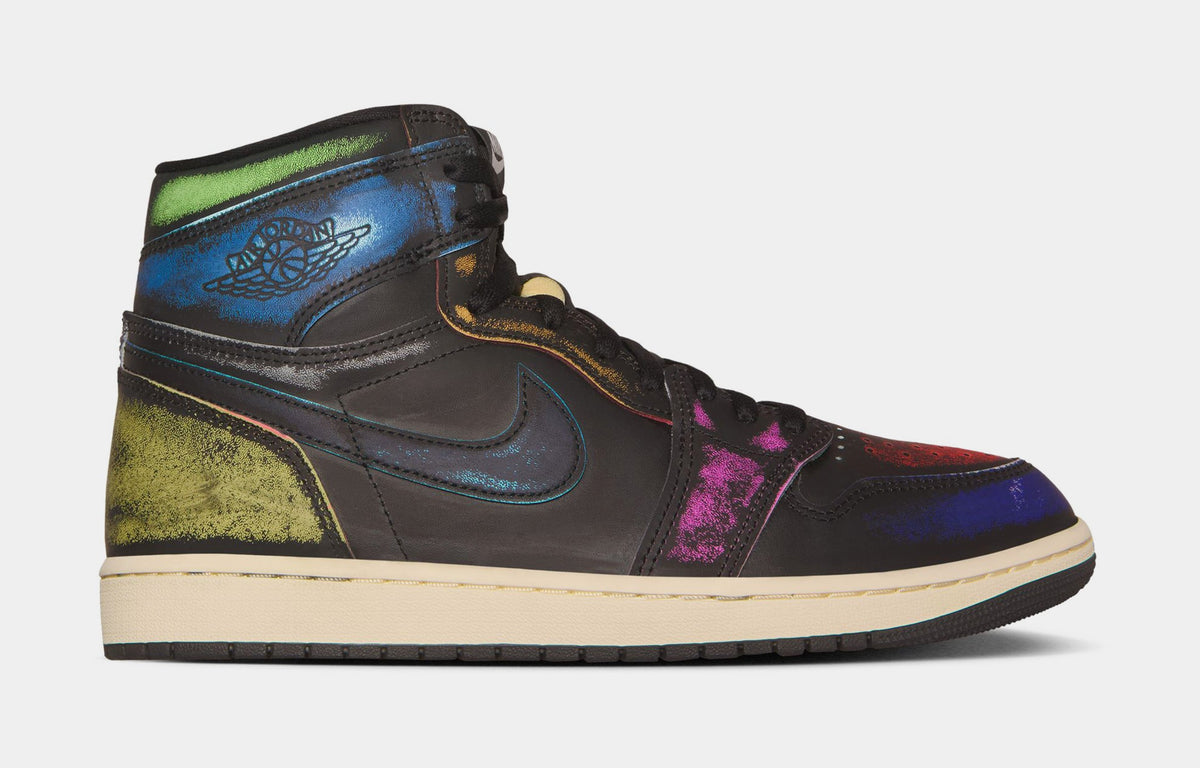 Exclusive Air Jordan 1 Retro High OG Black and Muslin Mens Lifestyle Shoes (Black/Black Muslin) — 4 — Alternate View 7