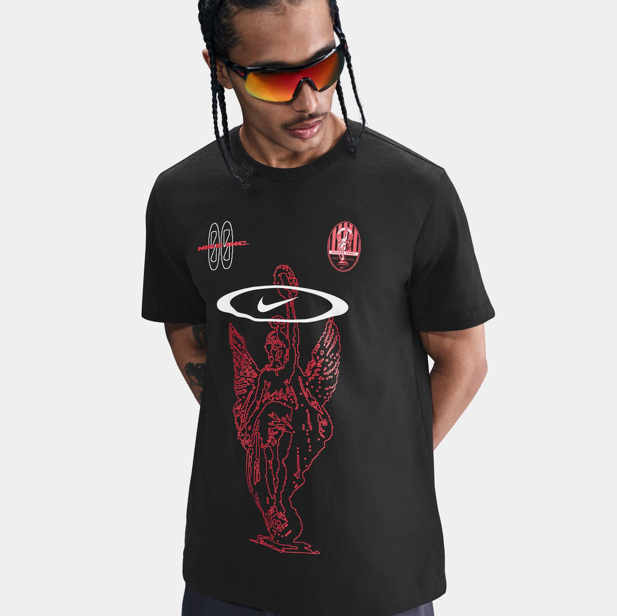Exclusive NSW Victory Graphic Mens Short Sleeve Shirt (Black/Red) — S — Back View