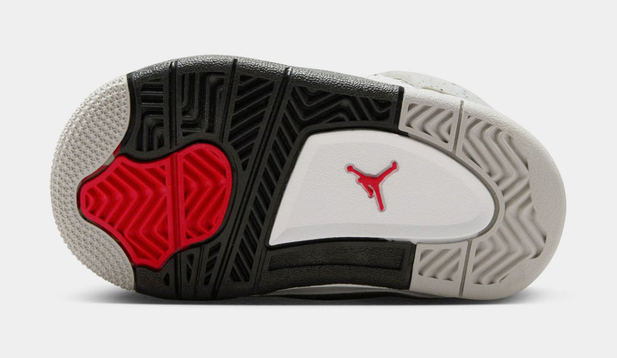 Exclusive Air Jordan 4 Retro White Cement Infant Toddler Lifestyle Shoes (Summit White/Fire Red/Cement Grey/Black) — 2C — Top View