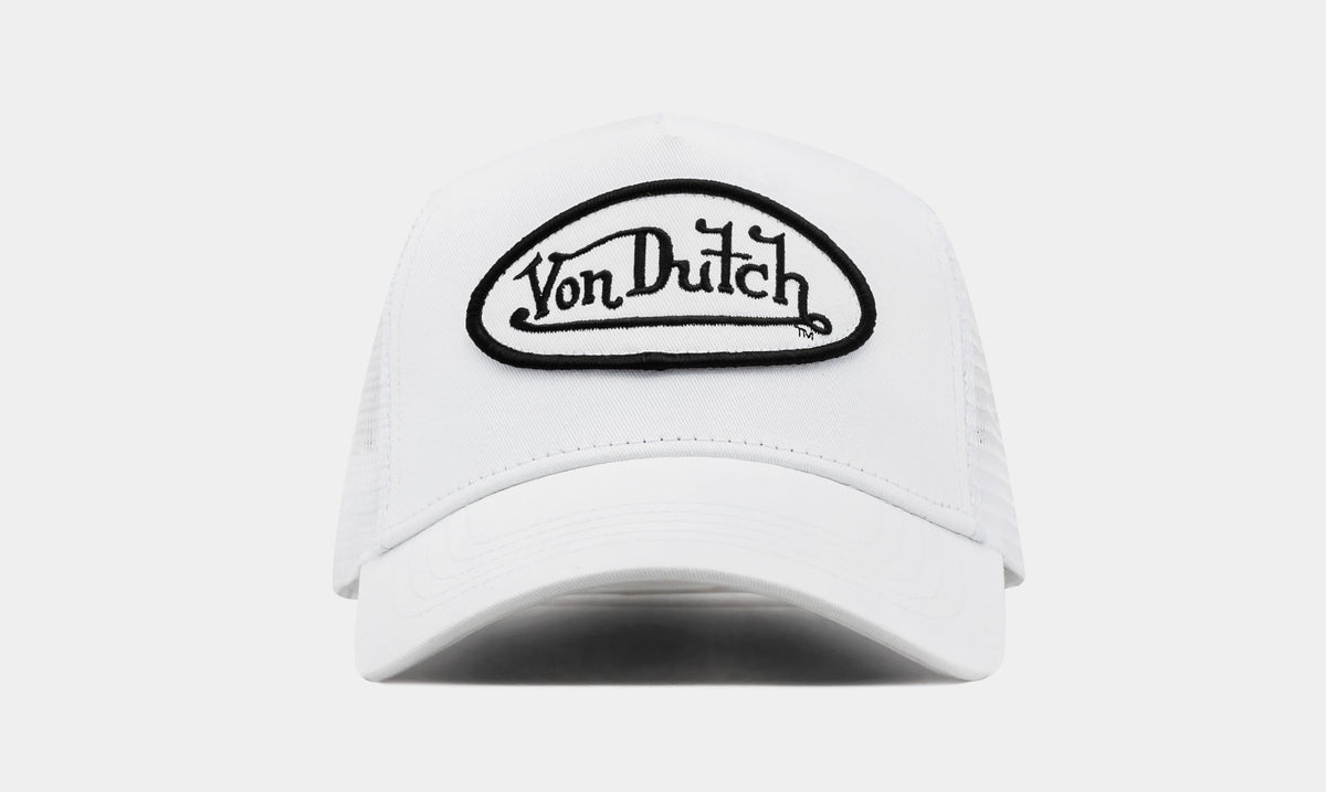 Exclusive Staple Trucker Mens Hat (White/Black) — OS — Front View