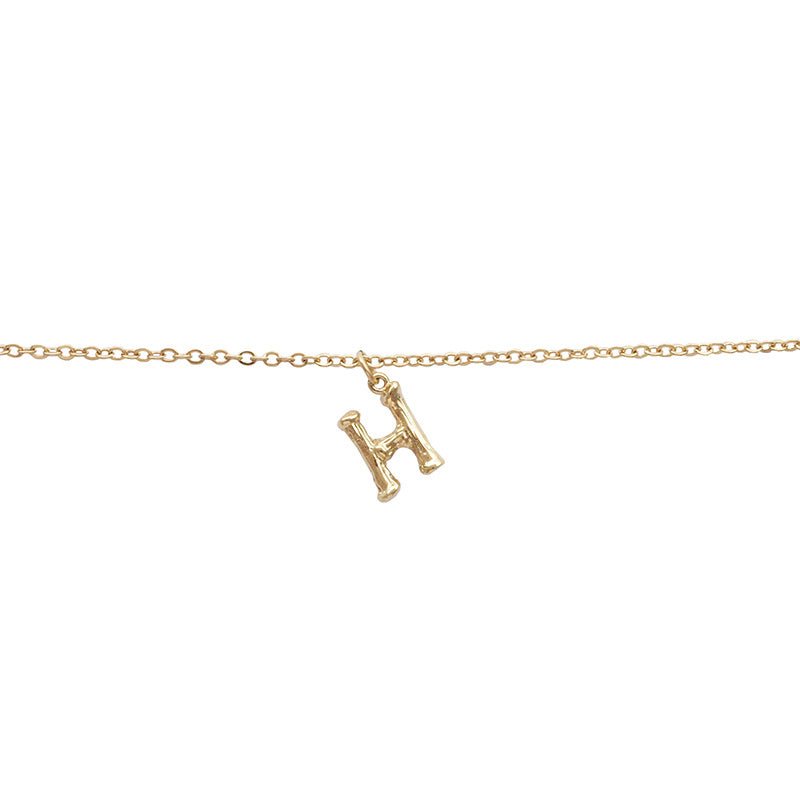 Exclusive 14K Gold-plated 26 Bamboo Letter Anklets — A — Side View