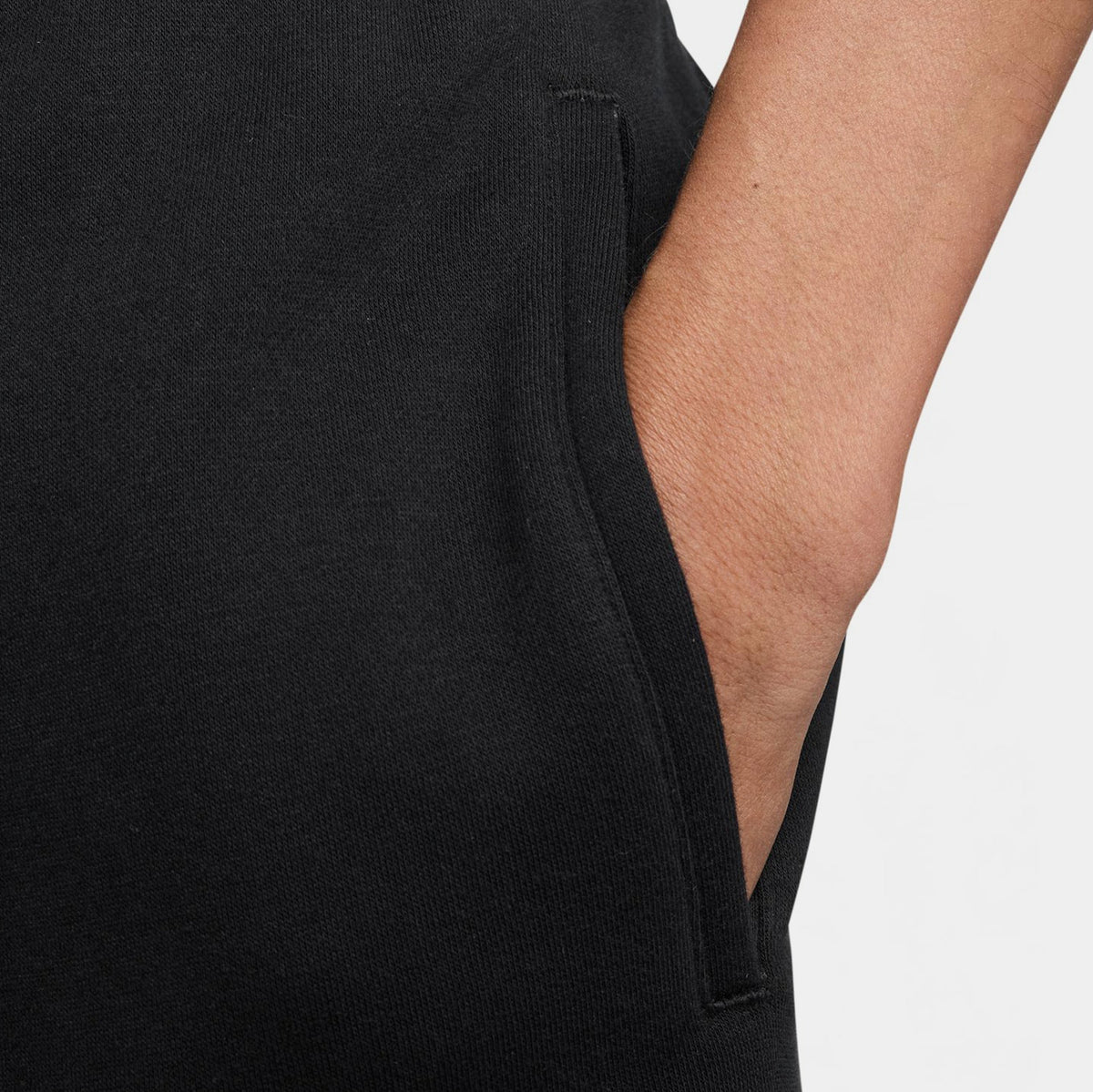Exclusive Club Fleece Swoosh Graphic Mens Shorts (Black/Black/White) — S — Back View