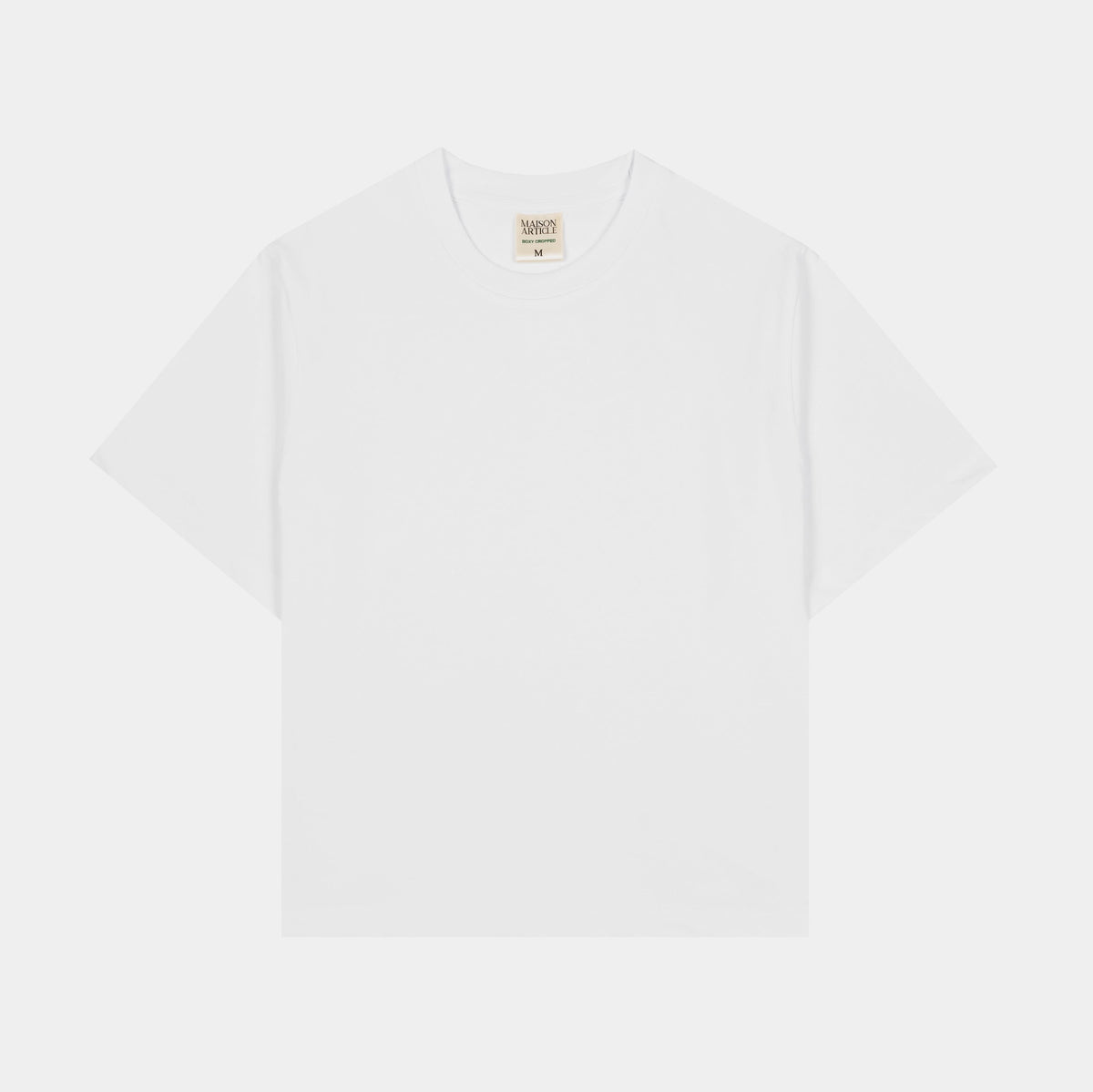 Exclusive Cropped Tee Mens Short Sleeve Shirt (White) — S — Front View