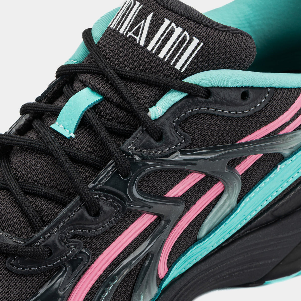 Exclusive F1 Inverse Miami Mens Running Shoes (Black/Pink) — 4 — Back View
