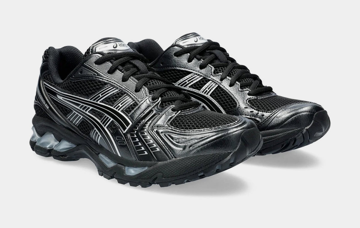 Exclusive Gel Kayano 14 Mens Running Shoes (Black/Pure Silver) — 4 — Top View