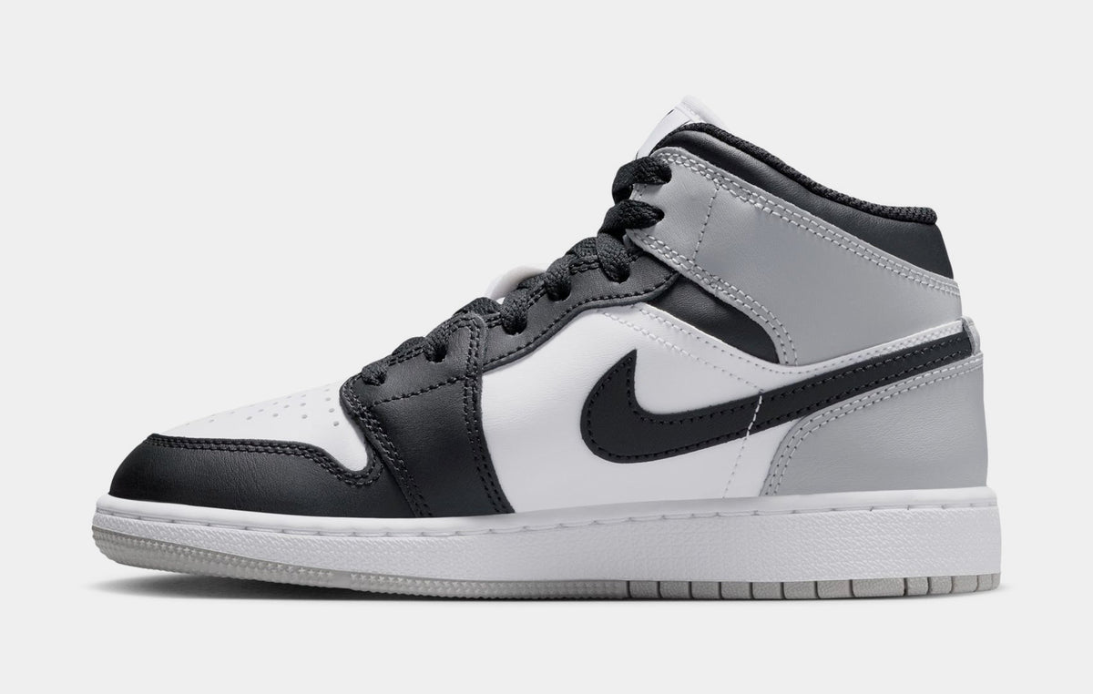 Exclusive Air Jordan 1 Mid Grade School Lifestyle Shoes (White/Black/Rust/Pin) — 3.5Y — Back View