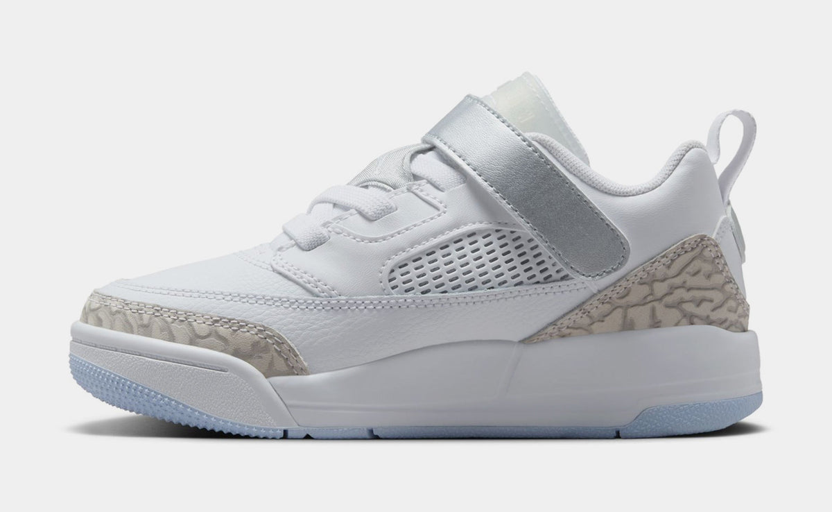 Exclusive Spizike Low Preschool Lifestyle Shoes (White/Silver) — 10.5C — Back View