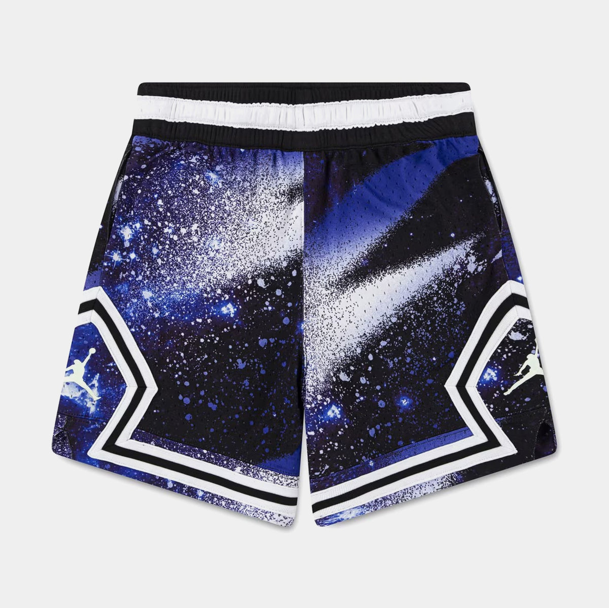 Exclusive Dri Fit All Over Print Galaxy Diamond Grade School Shorts (Black/Purple) — S — Side View