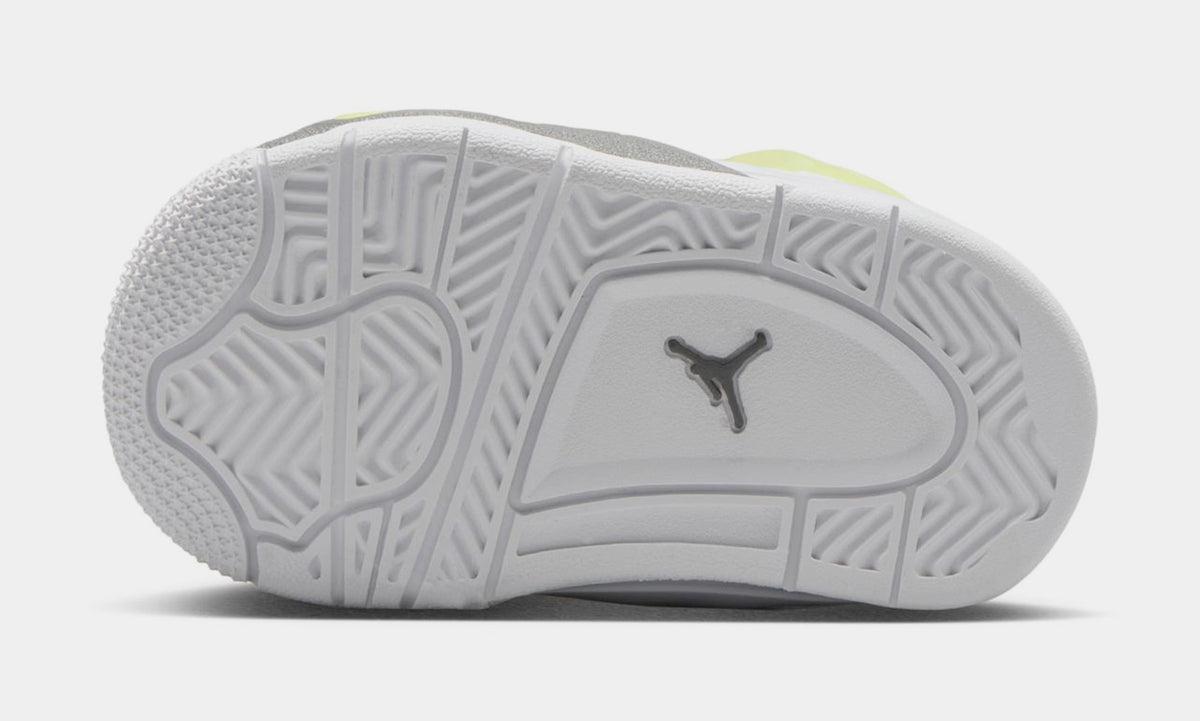 Exclusive Air Jordan 4 Retro Light Lemon Twist Infant Toddler Lifestyle Shoes (White/Light Lemon Twist/Light Graphite) — 2C — Top View