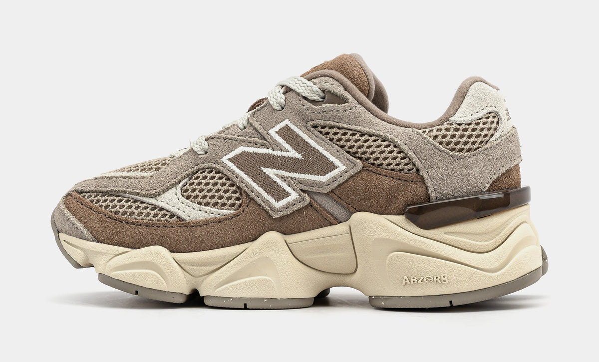 Exclusive 9060 Preschool Running Shoes (Mushroom/Arid Stone) — 10.5C — Back View