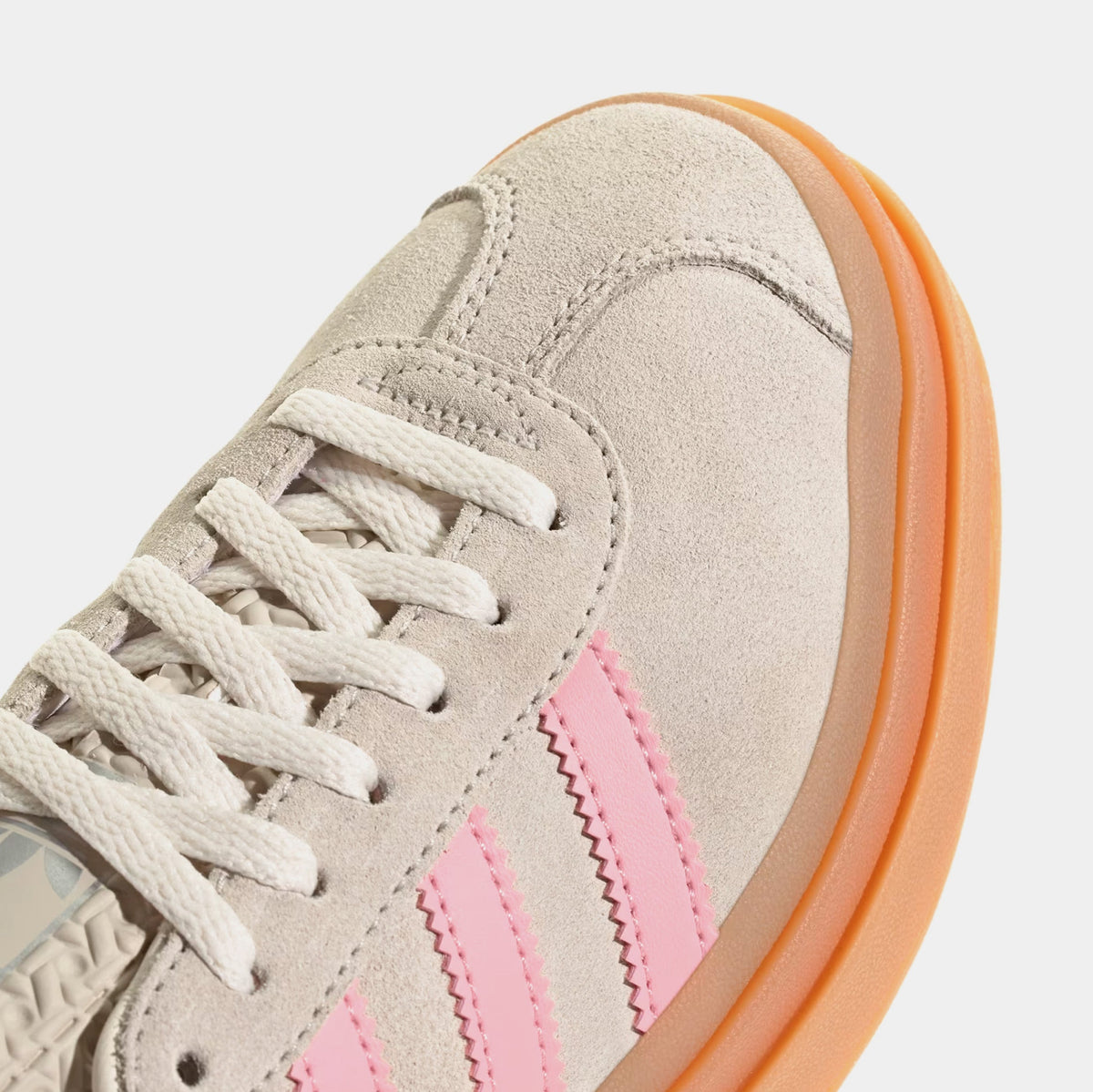 Exclusive Gazelle Bold Grade School Lifestyle Shoes (Beige/Semi Pink/Cream White) — 3.5Y — Top View