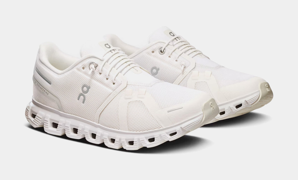 Exclusive Cloud 6 Womens Running Shoes (White/White) — 5 — Back View