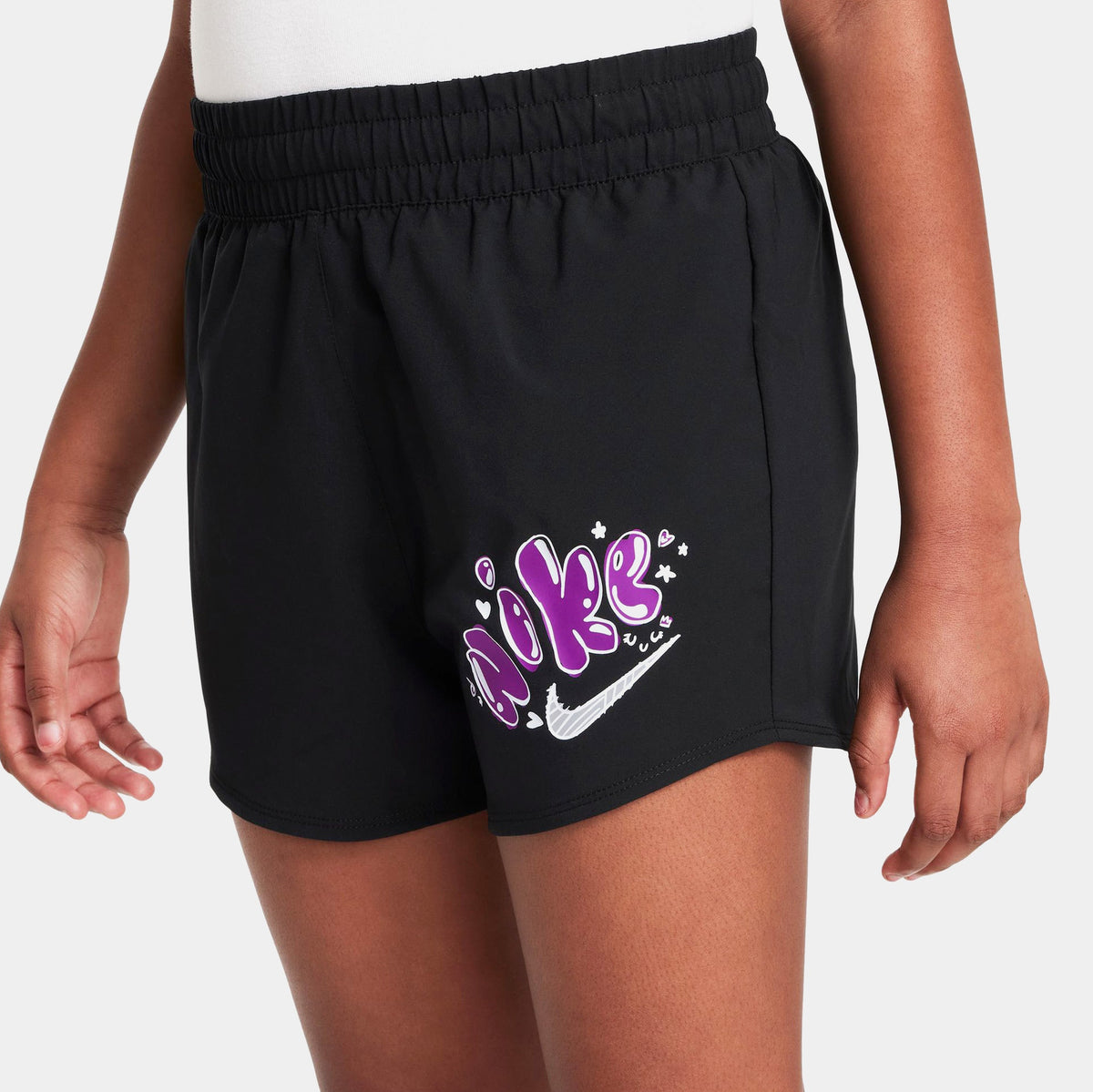 Exclusive Dri Fit Woven Grade School Shorts (Black/White) — XS — Back View