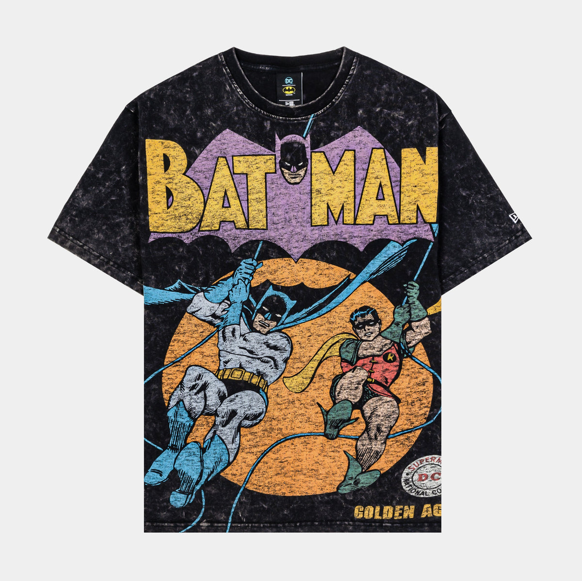 Exclusive Batman DC Golden Age Mens Short Sleeve Shirt (Black/Yellow) — S — Front View