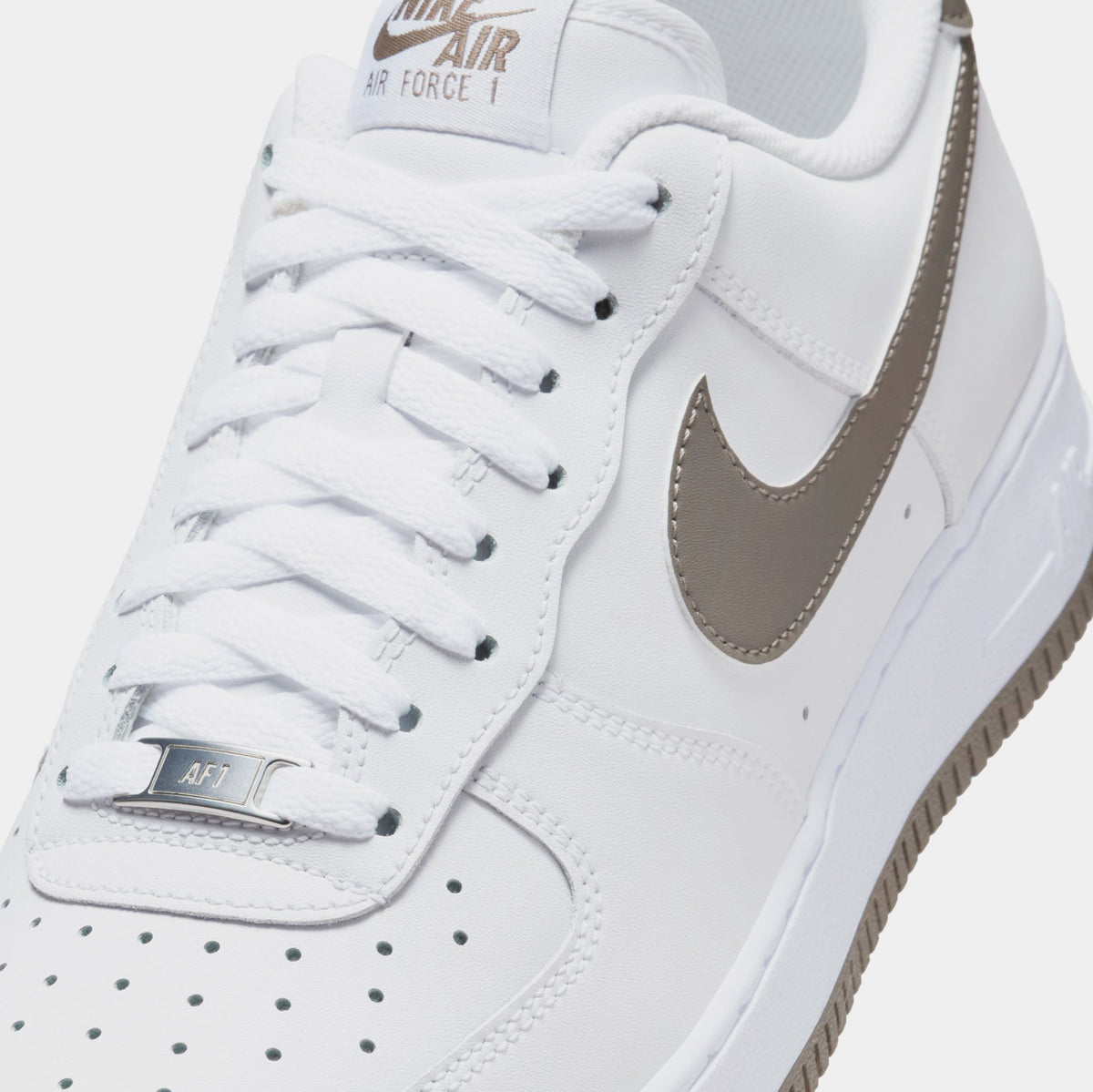 Exclusive Air Force 1 Mens Lifestyle Shoes (White/Cave Stone) — 6 — Detail View