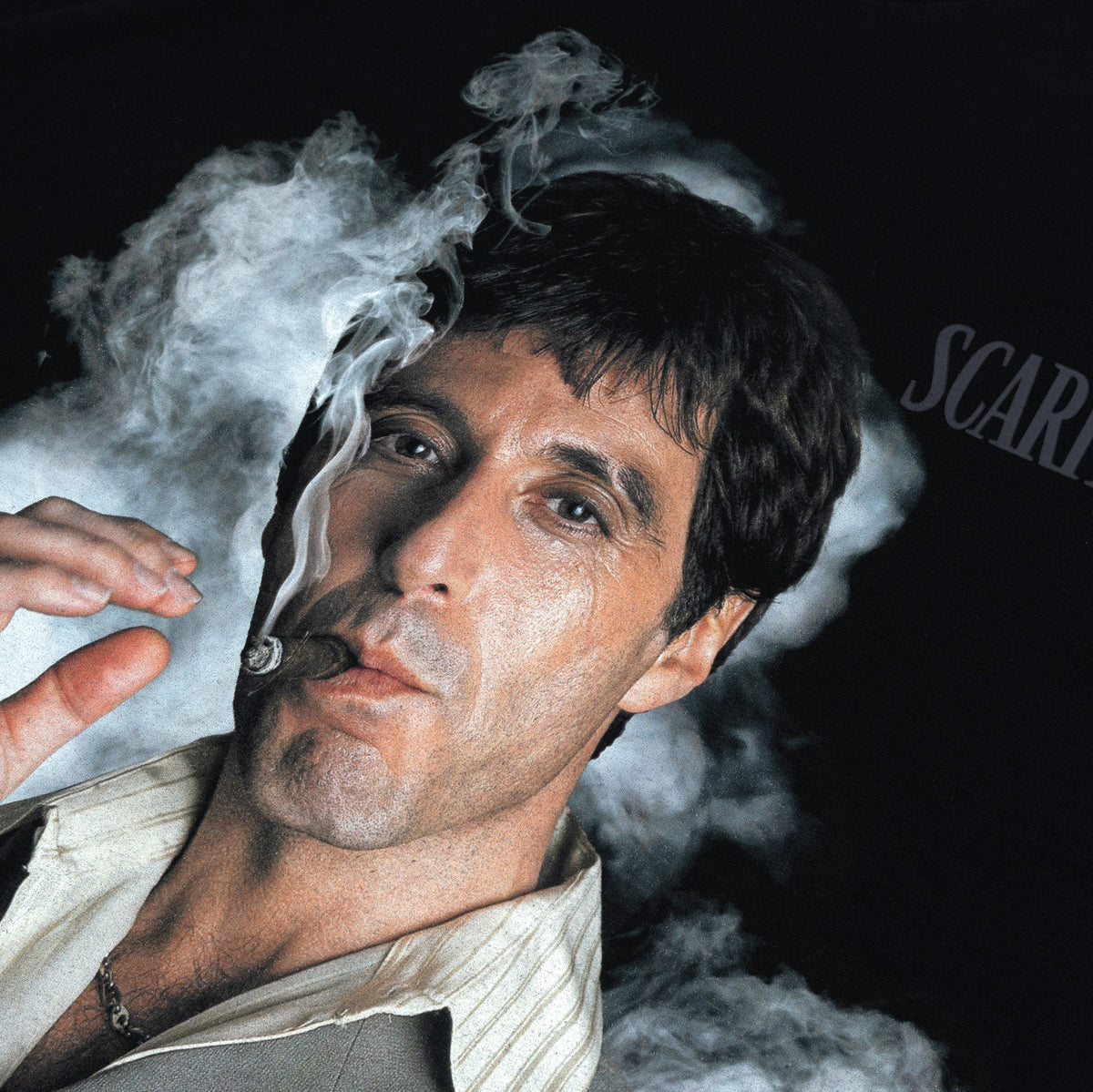 Exclusive SP x Scarface Smoke Light Mens Short Sleeve Shirt (Black/Grey) — S — Back View