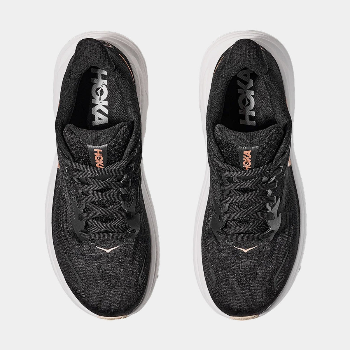 Exclusive Clifton 10 Womens Running Shoes (Black/Rose Gold) — 5 — Side View