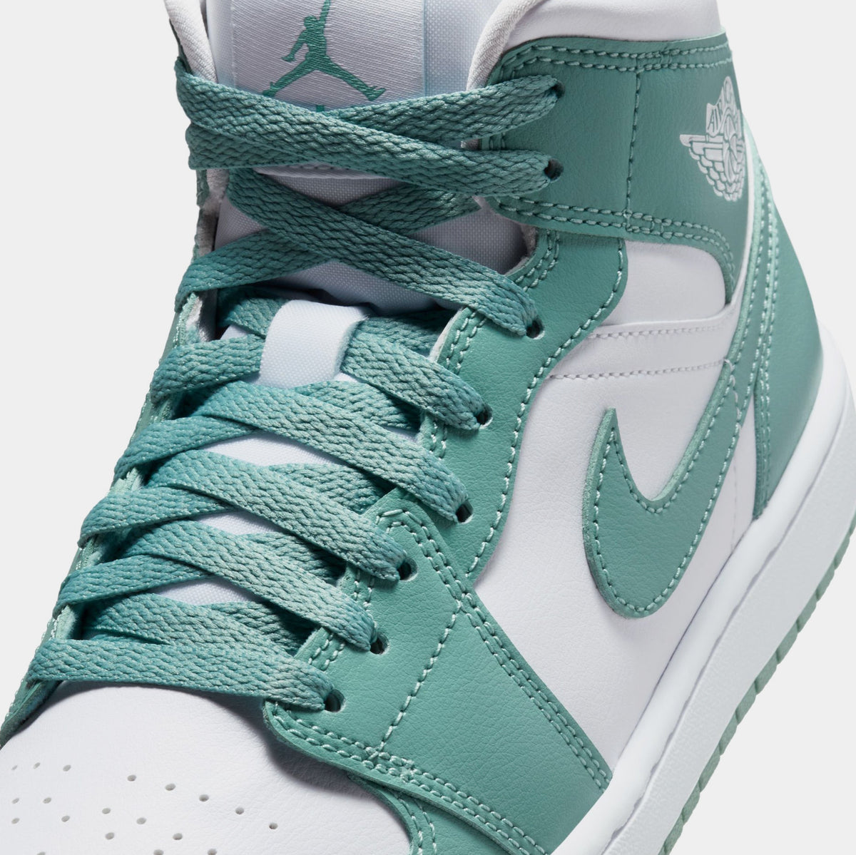 Exclusive Air Jordan 1 Mid Womens Lifestyle Shoes (White/Cannon) — 5 — Detail View