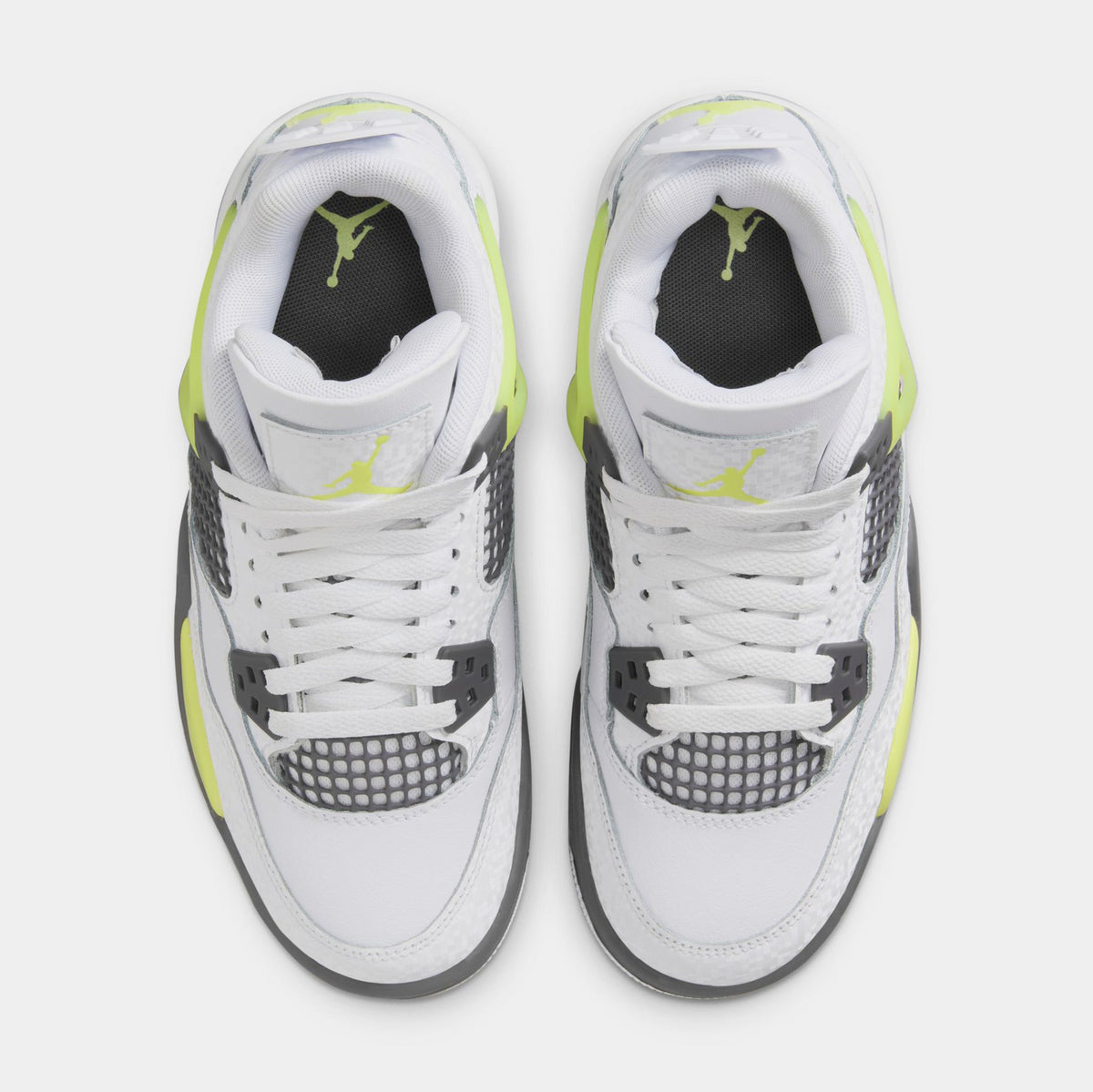 Exclusive Air Jordan 4 Retro Light Lemon Twist Grade School Lifestyle Shoes (White/Light Lemon Twist/Light Graphite) — 3.5Y — Side View