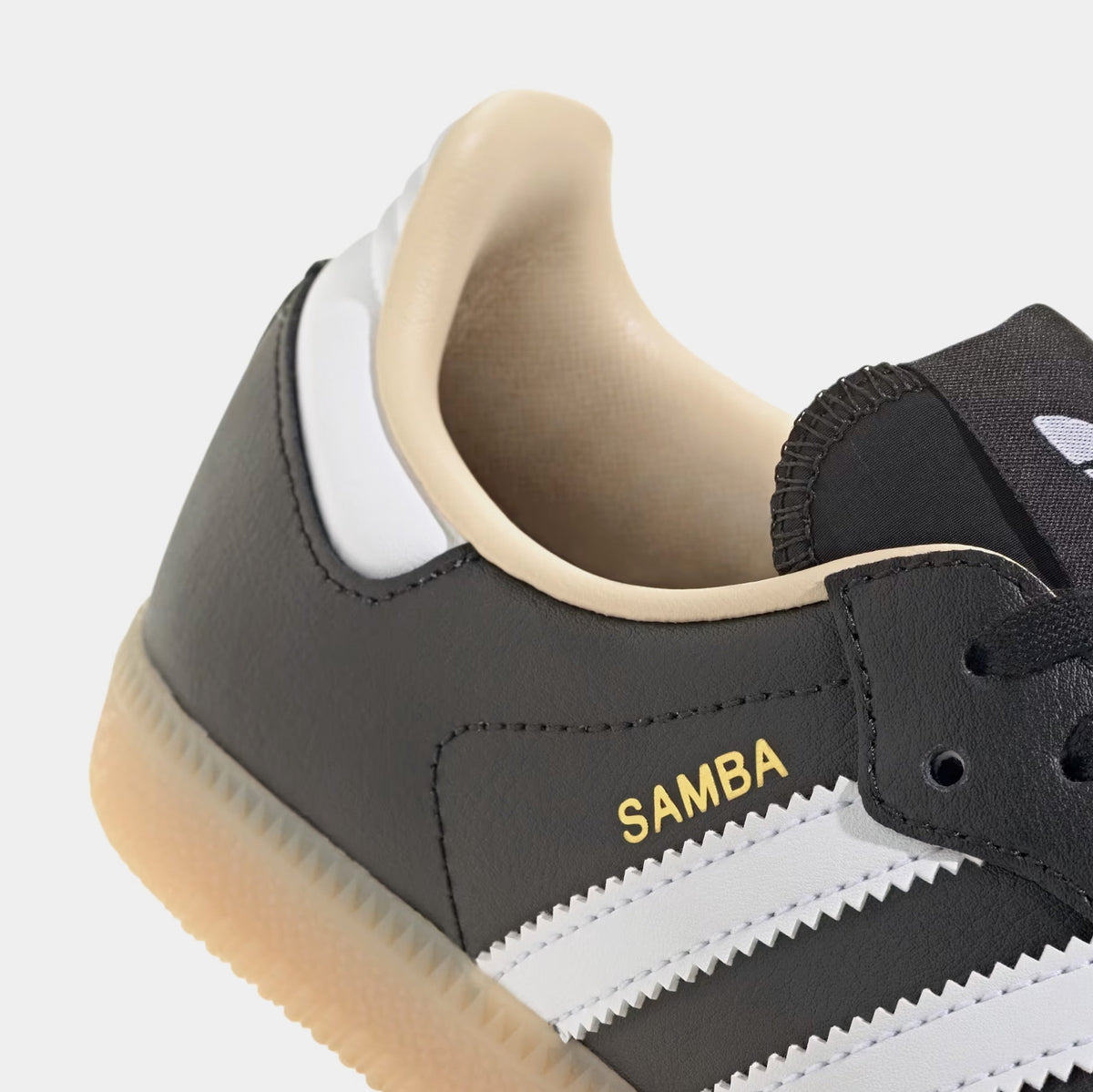 Exclusive Samba OG Grade School Lifestyle Shoes (White/Black/Beige) — 3.5Y — Back View