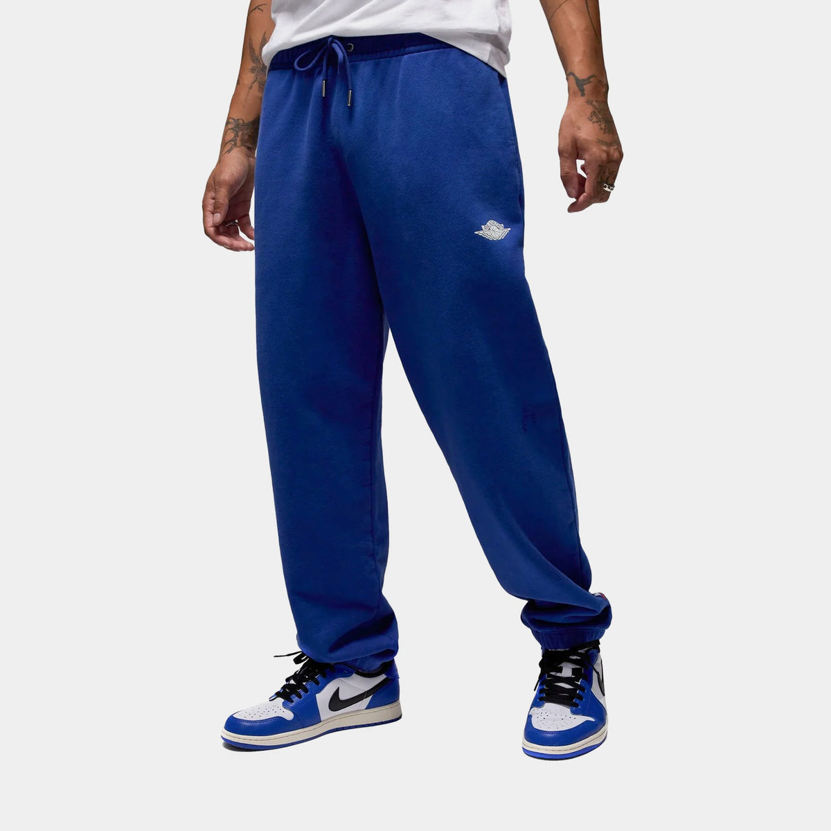 Exclusive JDN Rare Air Fleece Joggers Mens Sweatpants (Navy/White) — S — Front View