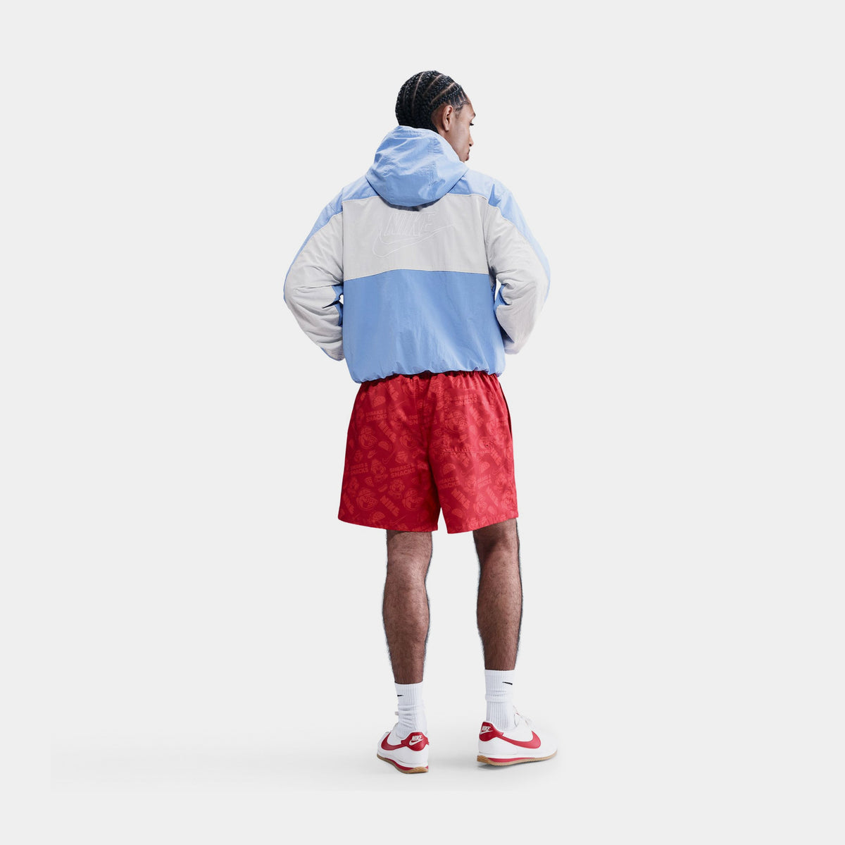 Exclusive Club Flow AOP Woven Mens Shorts (University Red/Chile Red/White) — S — Side View