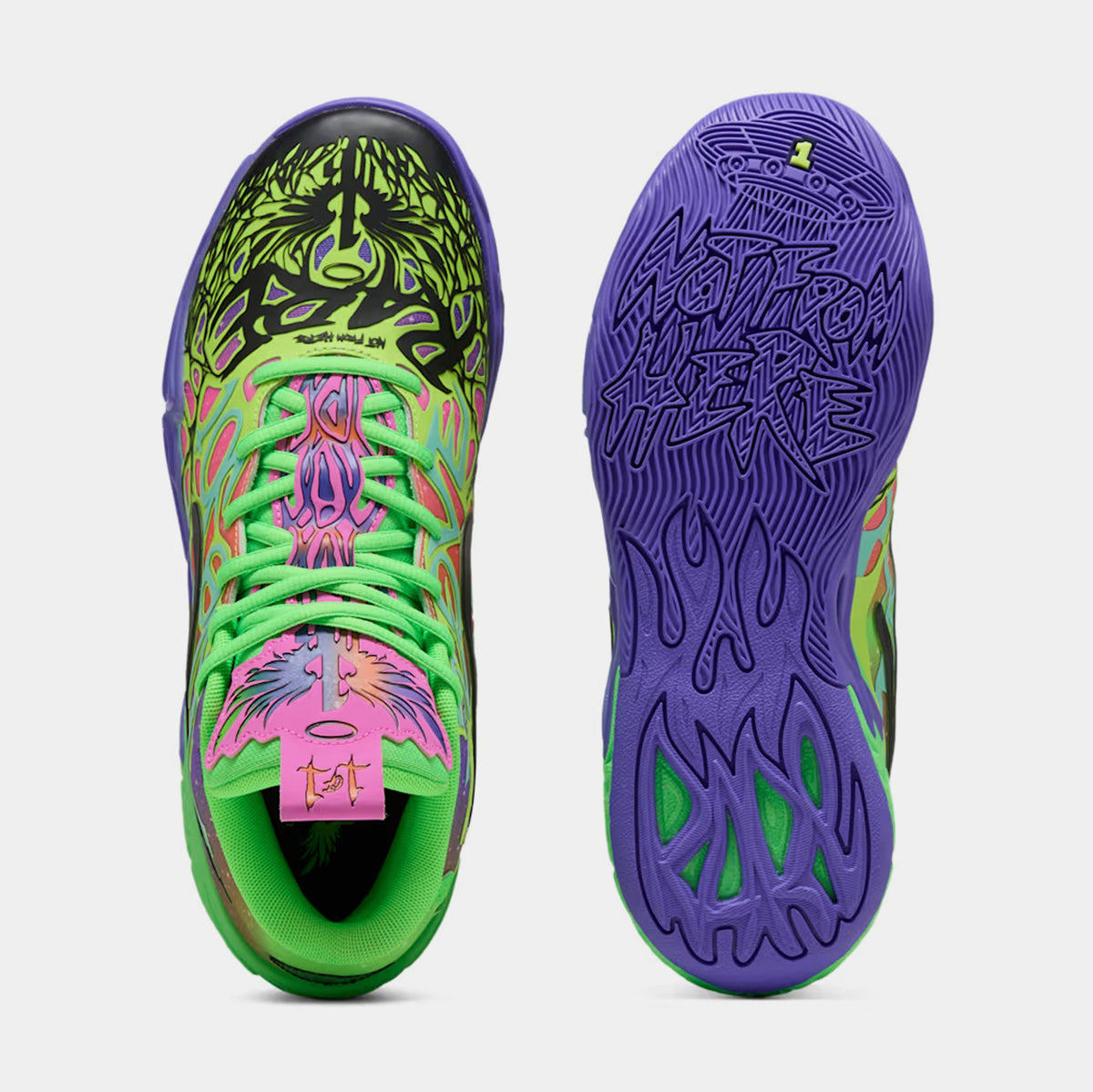 Exclusive Puma x LaMelo Ball MB.04 Be You Mens Basketball Shoes (Green/Purple) — 4 — Side View