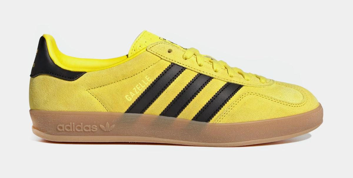 Exclusive Gazelle Indoor Mens Lifestyle Shoes (Shock Yellow/Core Black/Gold Metallic) — 4 — Front View