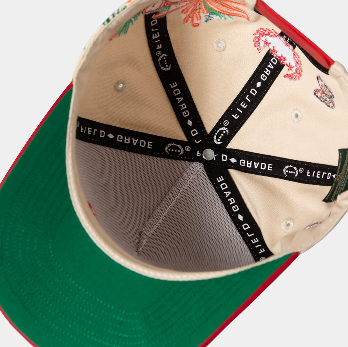 Exclusive Sorry Not Impressed Snapback Mens Hat (Beige/Red) — OS — Detail View